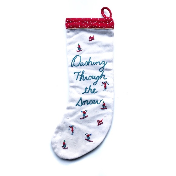 Anthropologie Dashing Through The Snow Christmas Stocking - Picture 3 of 4